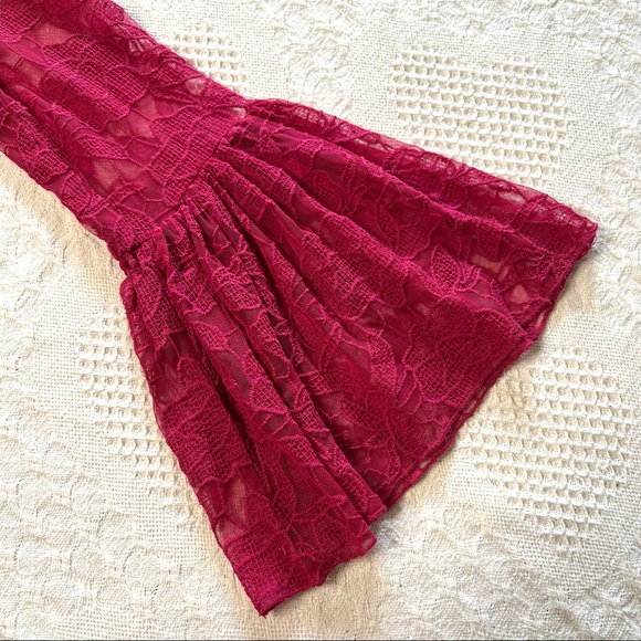 Free People With Love From India Dress Bell Sleeve Crochet Lace Mini Boho Dream - Picture 10 of 12